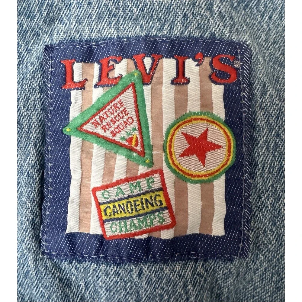 Vintage Levi’s Baby Denim Romper-Camp Levi’s Patch 90’s Light Wash Jean Shortall